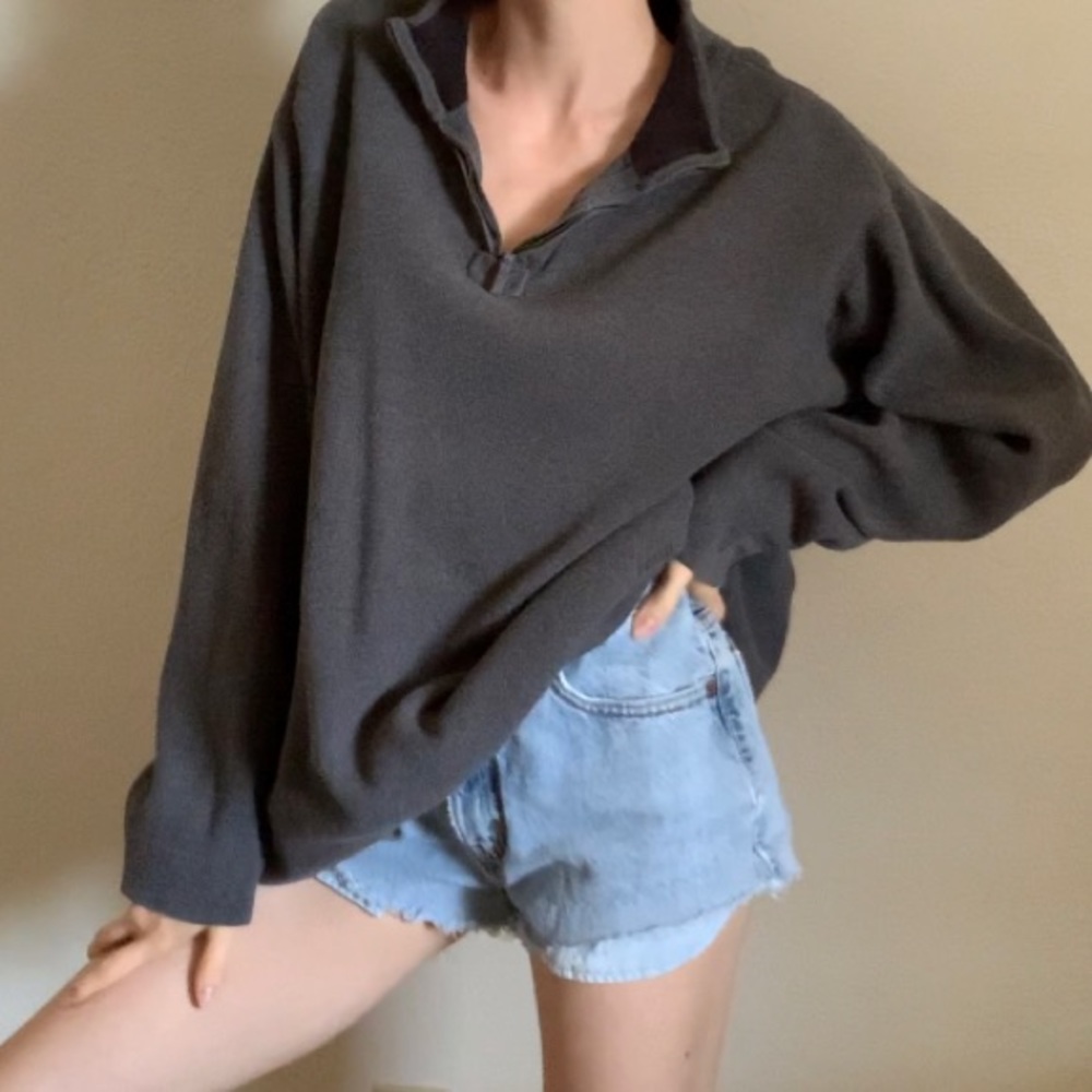 IZOD Grey Black Half Zip Pullover Sweater
